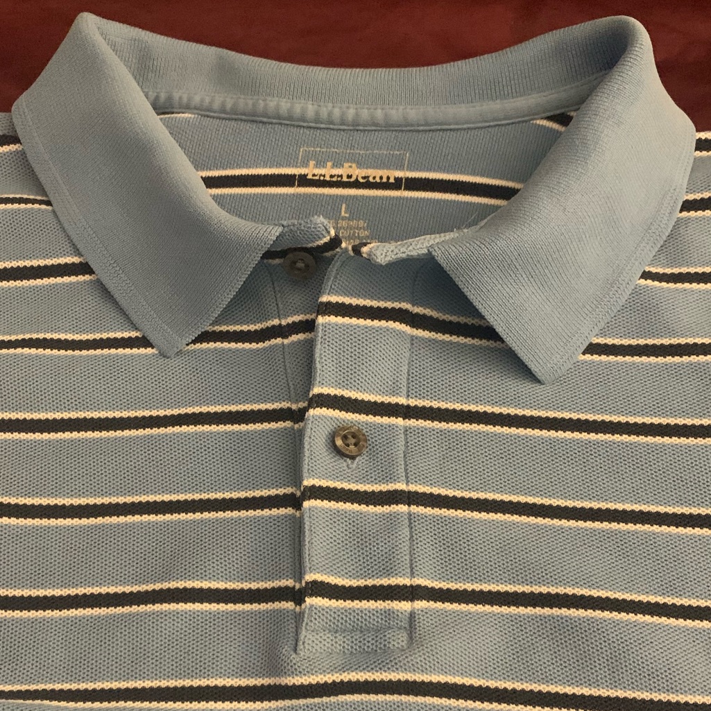 Ll Bean Ss All Cotton 2 Button Striped Polo